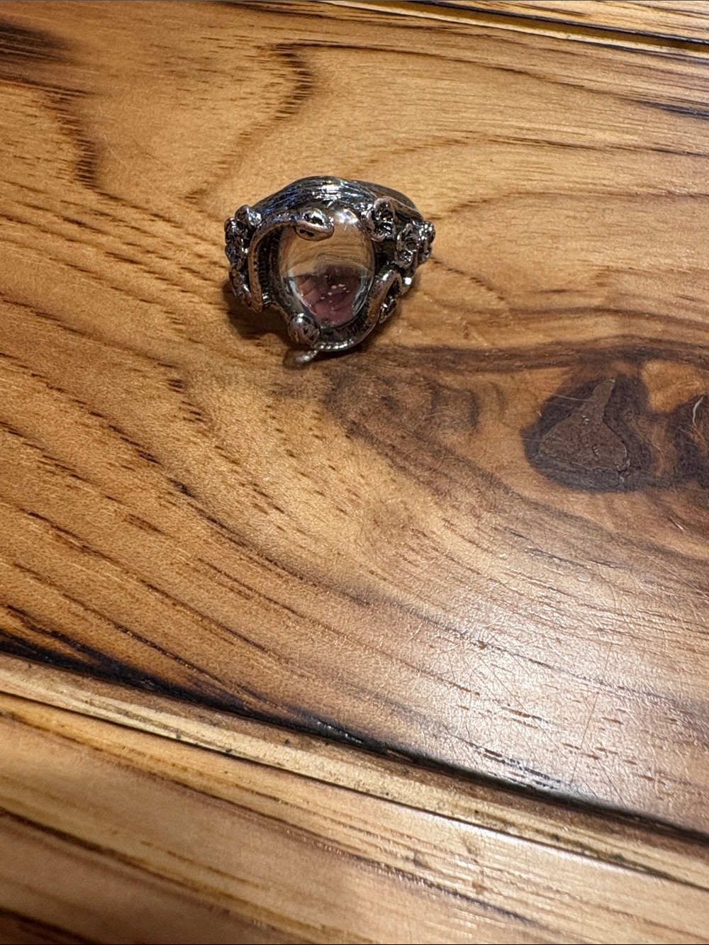 Silver Dragon Statement Ring with Cat Eye Stone